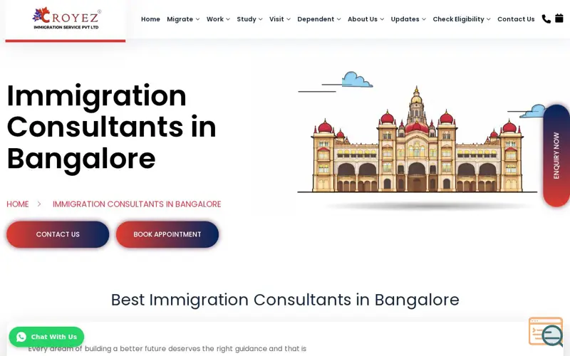 Screenshot of Immigration Consultants in Bangalore