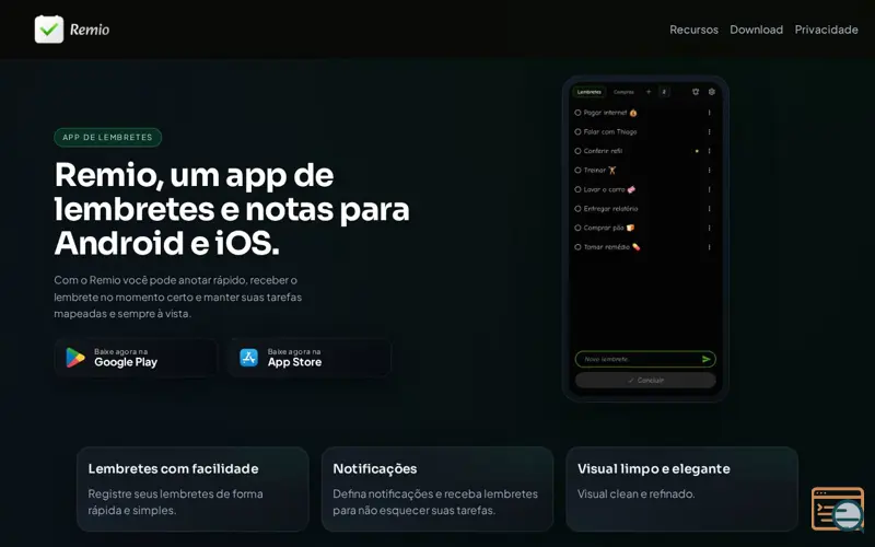 Screenshot of Remio - Tarefas, Lembretes e Notas