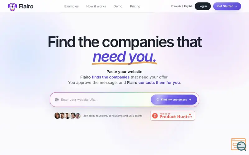 Screenshot of Flairo, a launch using Lenis