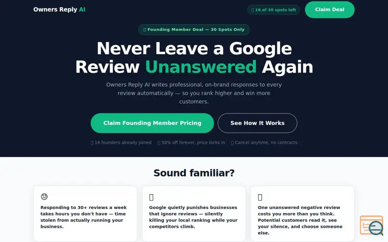 Screenshot of OwnersReply AI