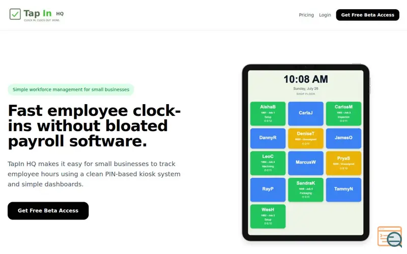 Screenshot of TapIn HQ