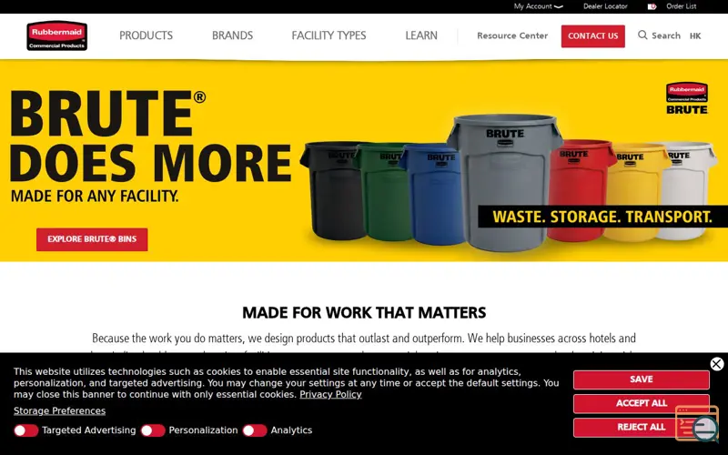 Screenshot of Rubbermaid Commercial Products APAC