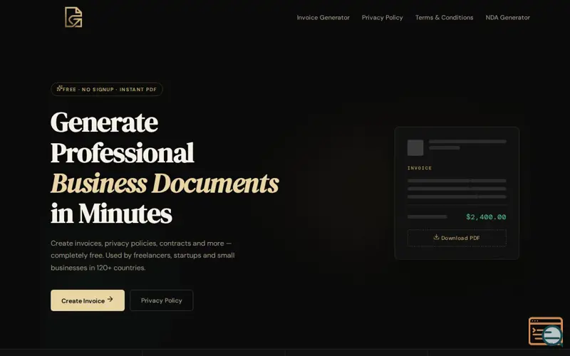 Screenshot of DocGen — Free Invoice Generator