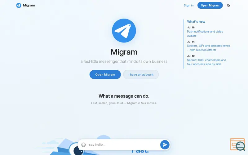 Screenshot of Migram