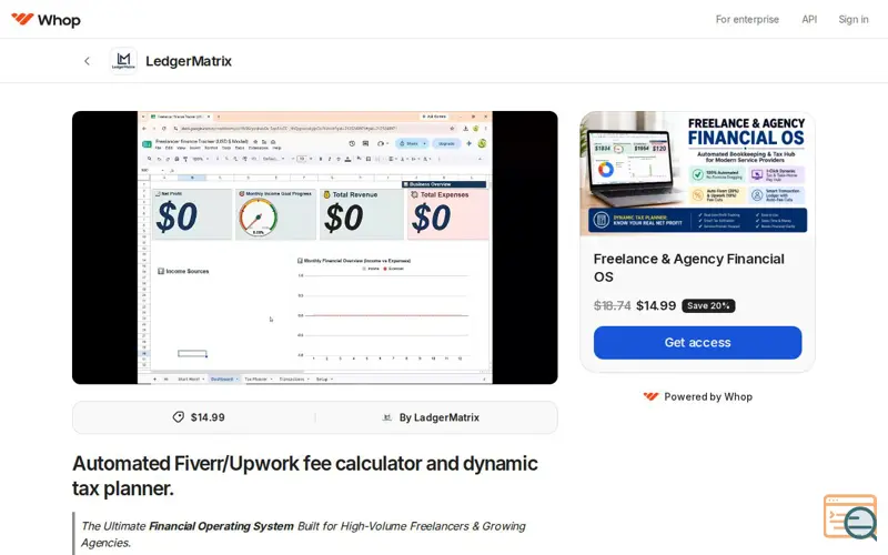 Screenshot of Freelance & Agency Financial OS, a launch using DOMPurify