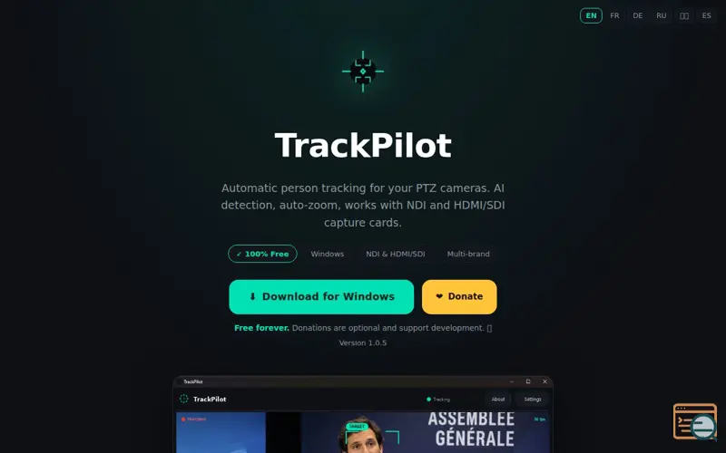 Screenshot of TrackPilot - Free PTZ Tracking
