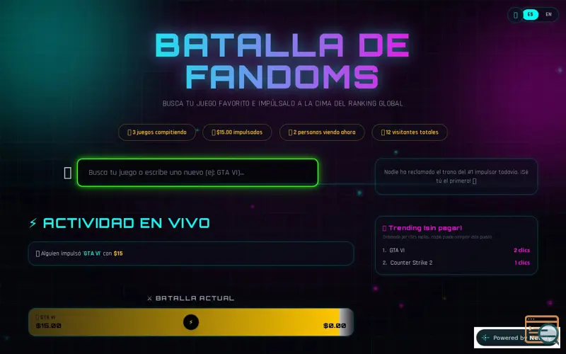 Screenshot of Batalla de Fandoms
