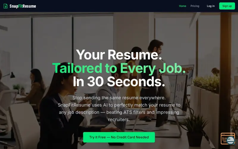 Screenshot of SnapFitResume