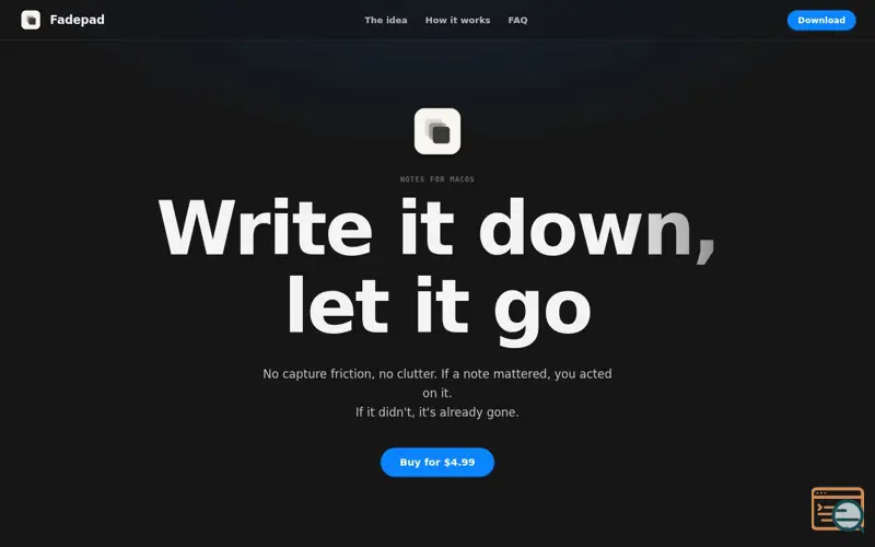Screenshot of Fadepad — Write it down, let it go
