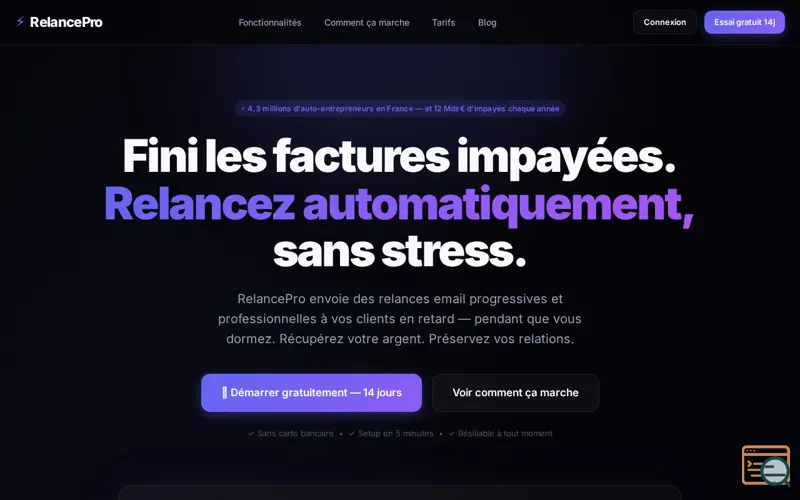 Screenshot of RelancePro