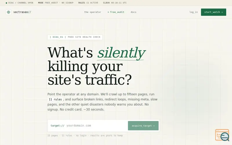 Screenshot of VectraSEO