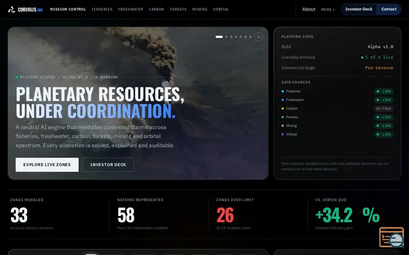 Screenshot of CORIOLIS ONE | Planetary Resource Coordination