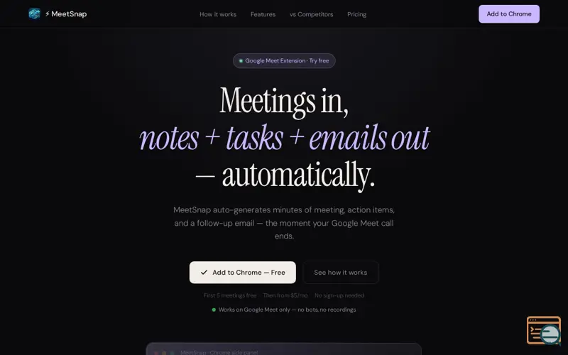 Screenshot of MeetSnap