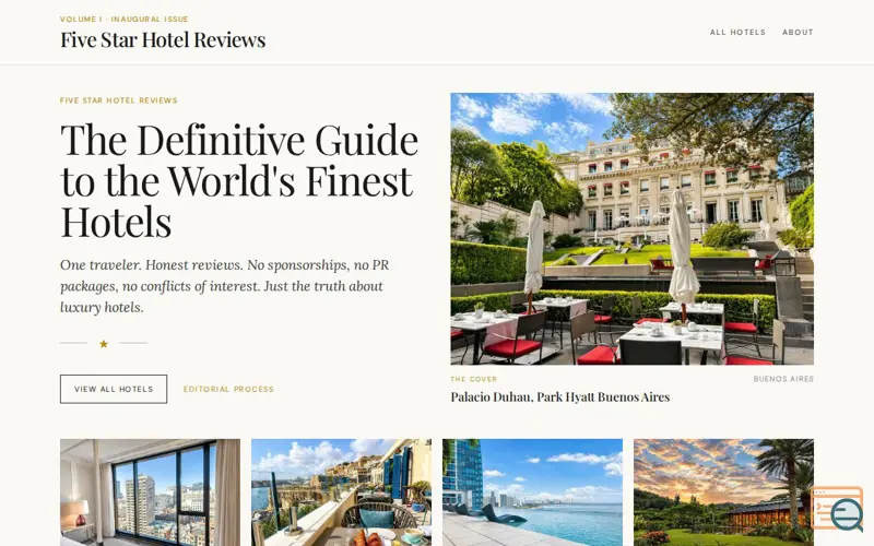 Screenshot of Five Star Hotel Reviews