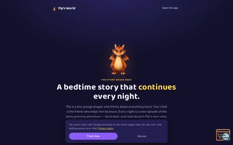 Screenshot of Pip's World — Personalized Bedtime Stories Starring Your Child