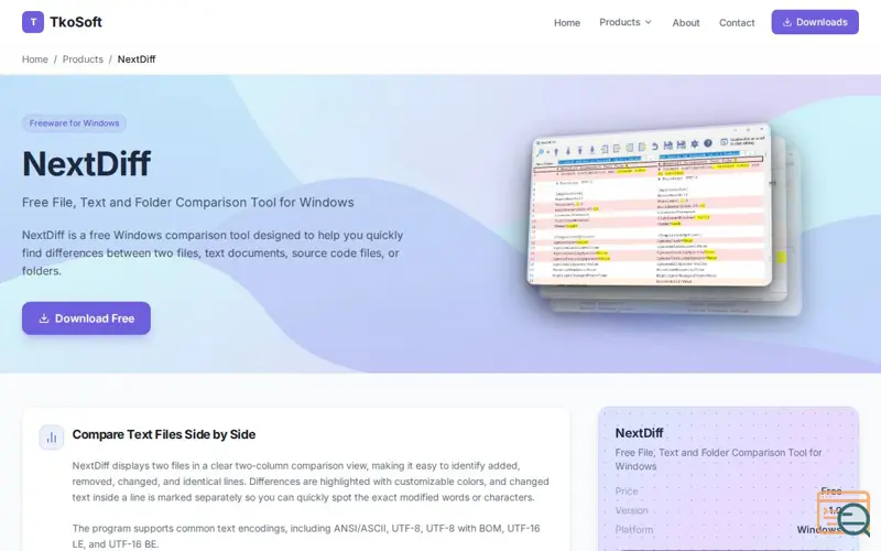 Screenshot of NextDiff - find differences in documents