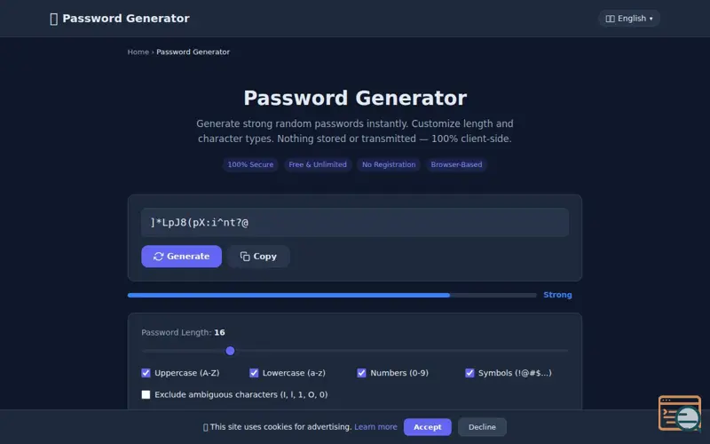 Screenshot of PasswordGen