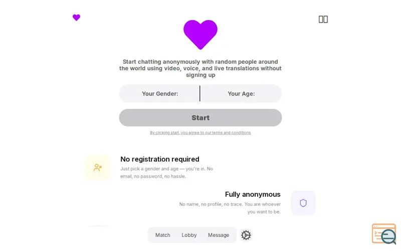 Screenshot of Omeglette