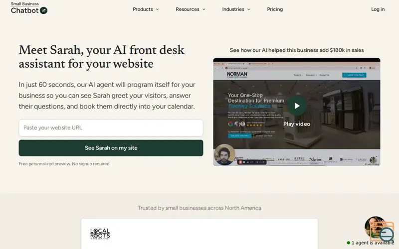 Screenshot of Small Business Chatbot