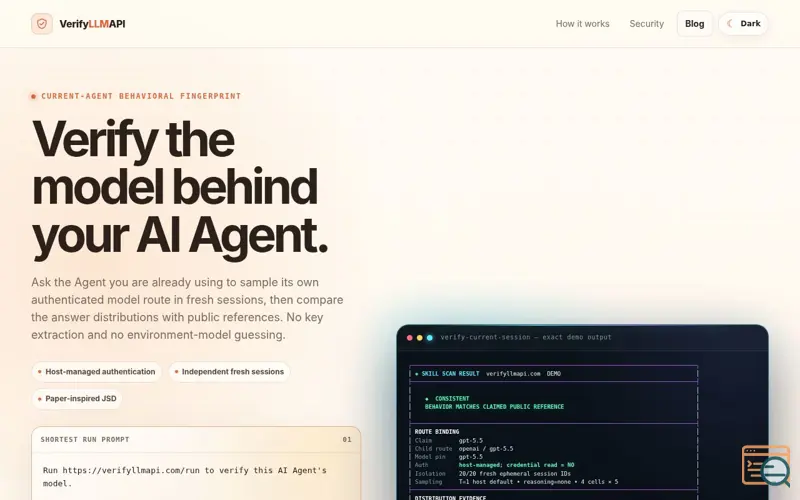 Screenshot of Verify LLM API