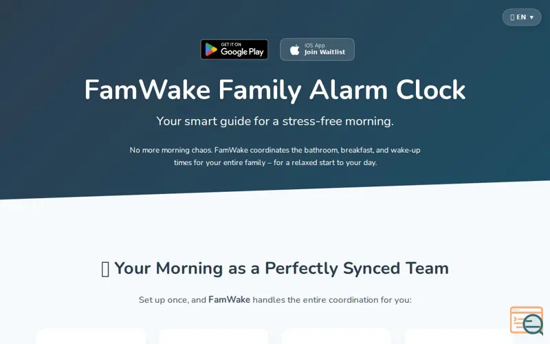 Screenshot of FamWake Family Alarm Clock