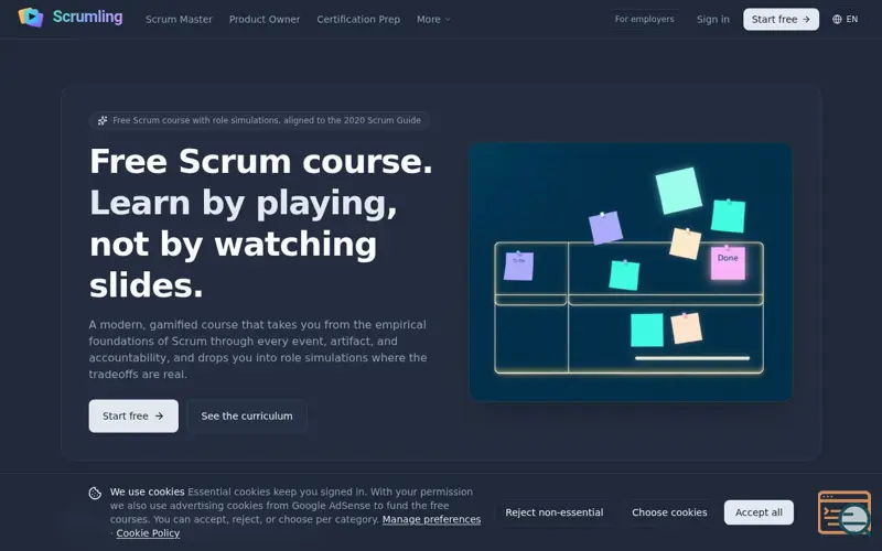 Screenshot of Free Scrum Course & Simulation | Learn by Playing