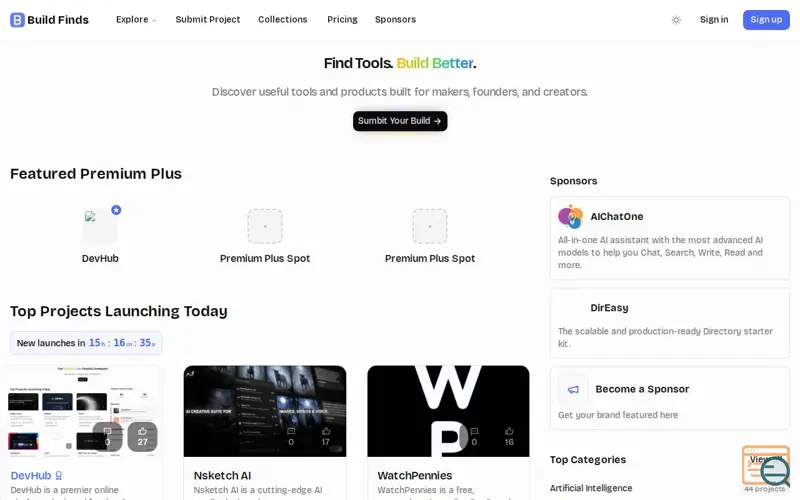 Screenshot of Build Finds