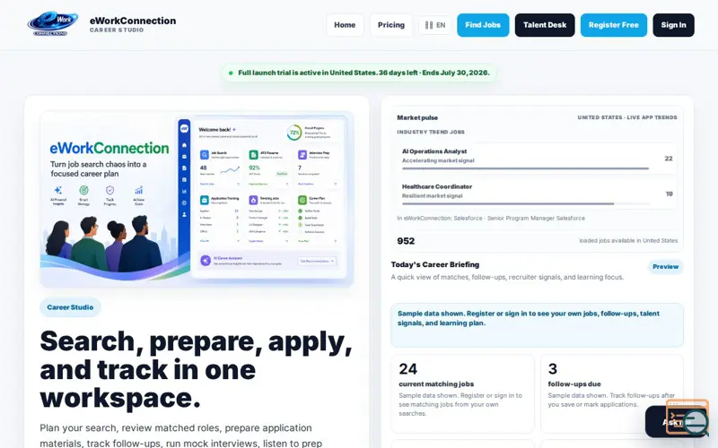 Screenshot of eWorkConnection