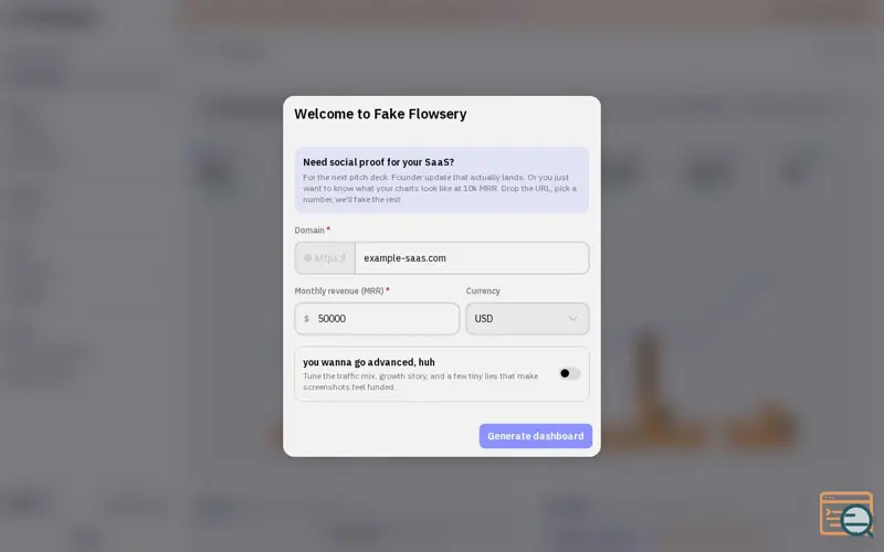 Screenshot of Fake Flowsery