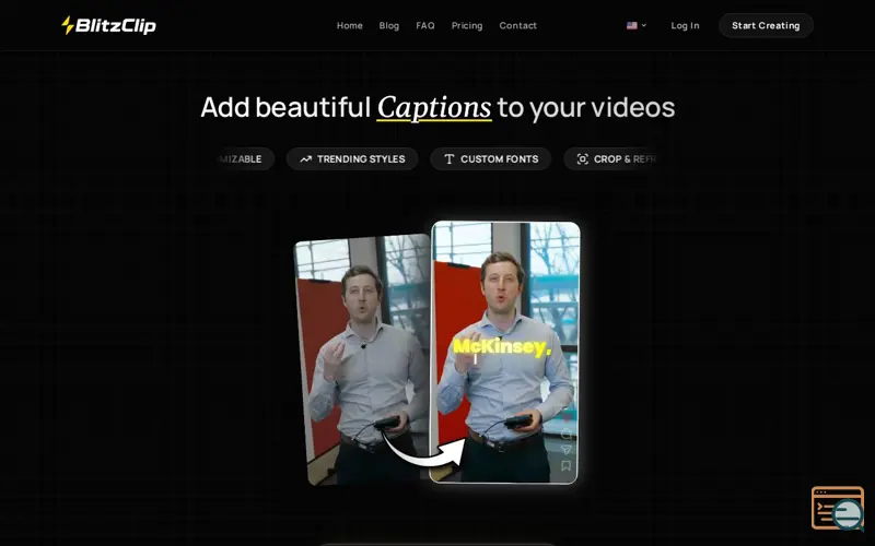 Screenshot of BlitzClip Caption Generator