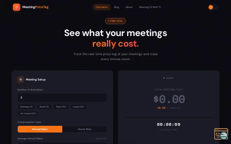 Screenshot of Meeting Price Tag