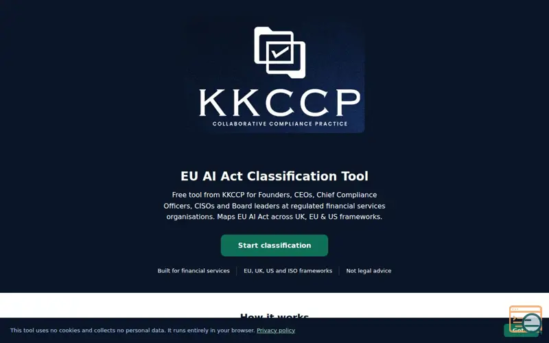 Screenshot of KKCCP EU AI Act Classification Tool