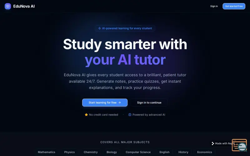 Screenshot of AI-Powered Featured Learning App