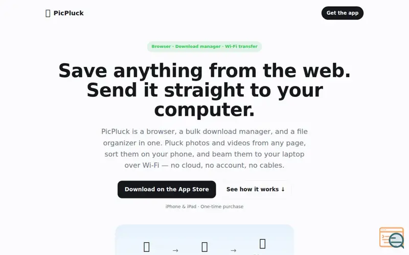 Screenshot of PicPluck: Save, sort, file pics & videos