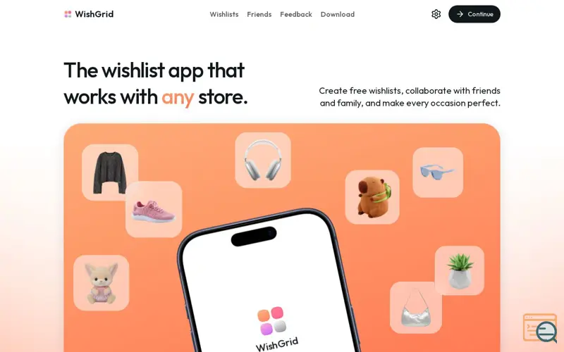Screenshot of WishGrid
