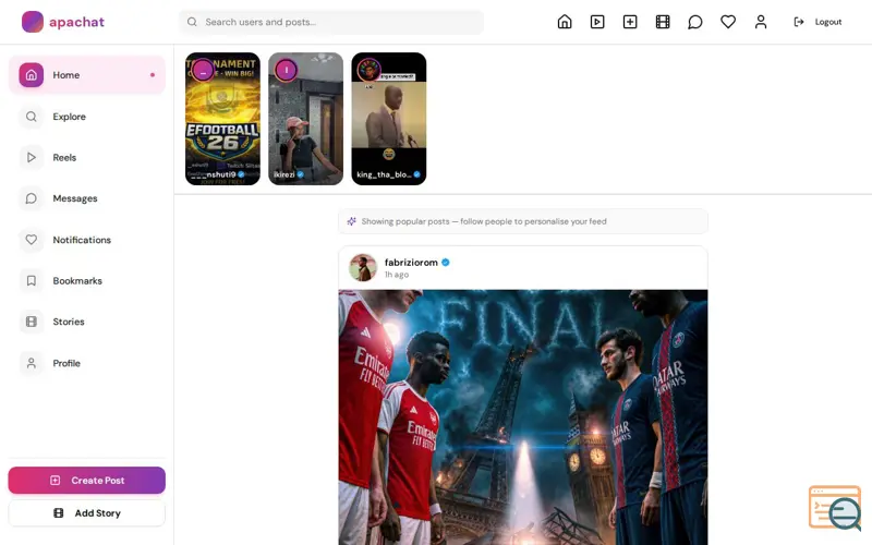 Screenshot of apachat, a launch using Ably