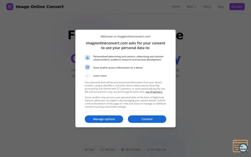 Screenshot of Image Online Convert