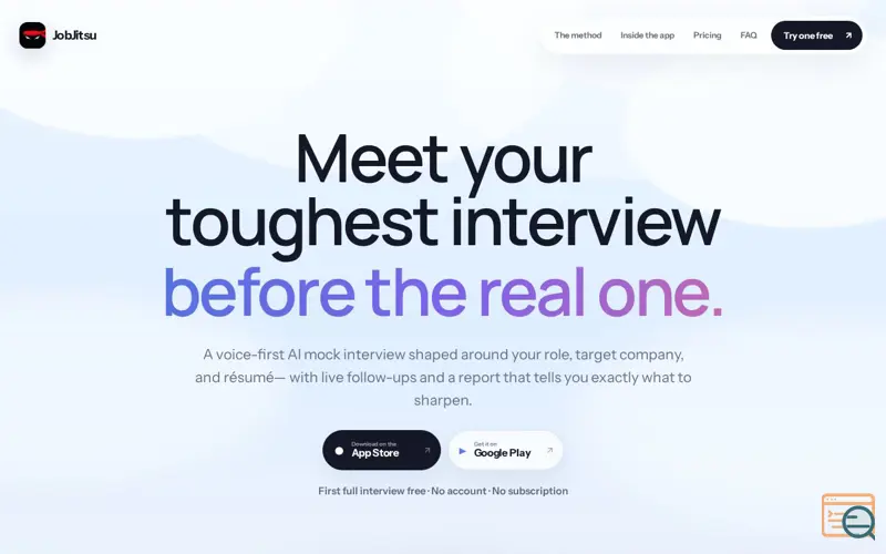 Screenshot of JobJitsu — Nail your next interview