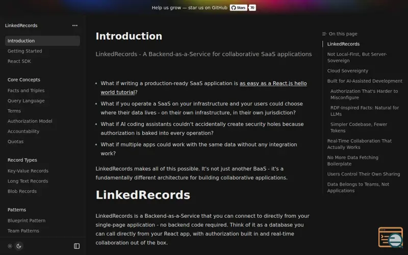 Screenshot of Linkedrecords