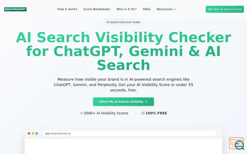 Screenshot of SearchScore AI 