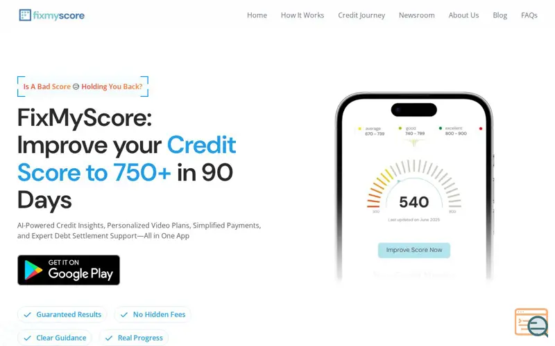 Screenshot of FixMyScore, a launch using Facebook Domain Verification