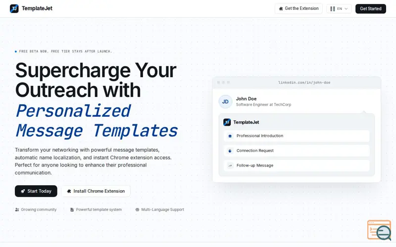 Screenshot of TemplateJet