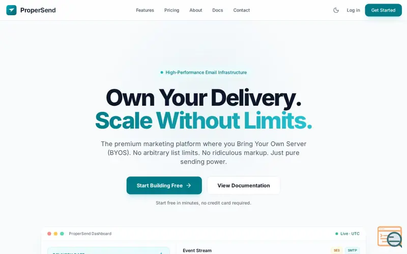 Screenshot of ProperSend