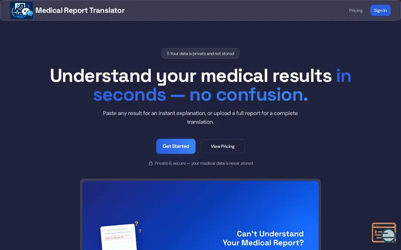Screenshot of Medical Report Translator
