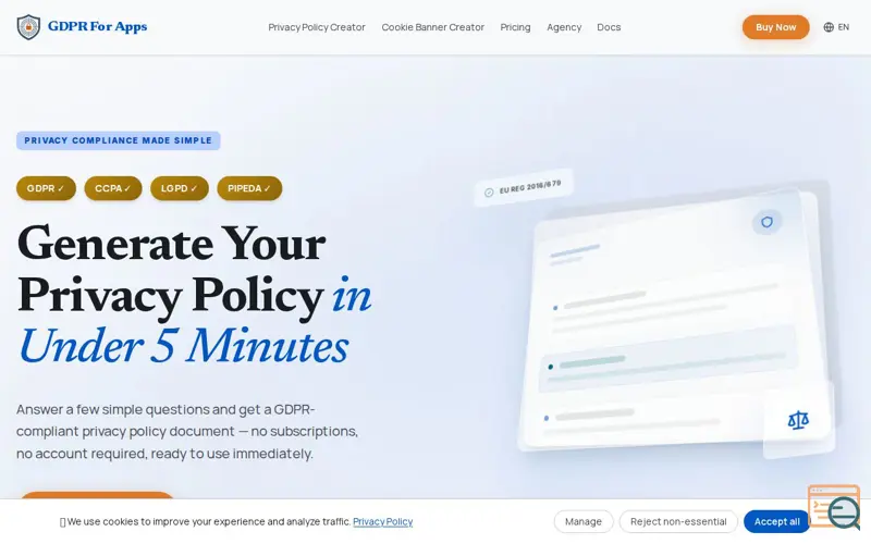 Screenshot of GDPR For Apps