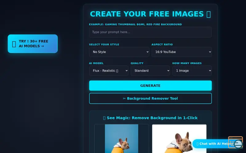 Screenshot of Turbo AI Images, a launch using n6wxm Ad Network