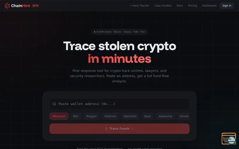 Screenshot of ChainHint
