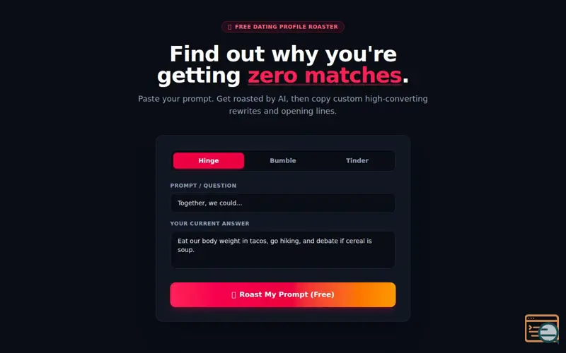 Screenshot of Dating Roaster