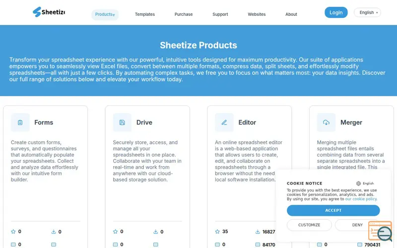 Screenshot of Sheetize.App
