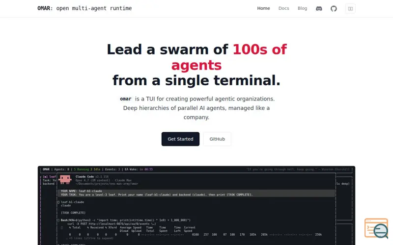 Screenshot of Omar, a launch using Asciinema